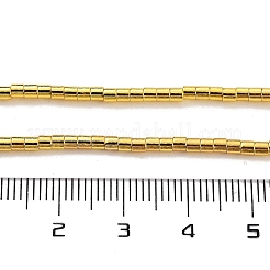合成磁気無しヘマタイトビーズ連売り  長持ちメッキ  コラム  黄金メッキ  2~2.5x2mm  穴：0.8mm  約196個/連  16.54''（42センチメートル）&nbsp;G-P545-M01-01B