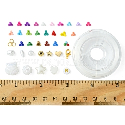 DIY ガラスビーズブレスレット 作成キット  ミックスカラー  7~200x4~190mm  穴：1.8mm&nbsp;DIY-FS0006-54B