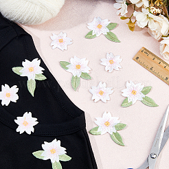 20個 2スタイルの花の刺繍布縫い付けアップリケ  ミシンクラフト装飾  ホワイト  31~47x33.5~51x2mm  10個/スタイル&nbsp;PATC-FH0001-20