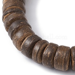 天然ココナッツとシェルのビーズストレッチブレスレット  ココナッツブラウン  内径：2インチ（5.2cm）&nbsp;BJEW-JB09978