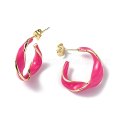 Enamel Twist Stud Earrings&nbsp;EJEW-P214-03G-01