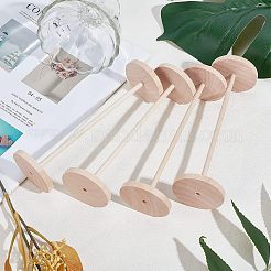 中国産チェリー材の未完成ホイール＆スティック26セット  diy木製クラフトキット  小麦  スティック：15x0.5センチメートル  ホイール：5x0.6cm  穴：5.6mm  3個/セット&nbsp;DIY-OC0004-16