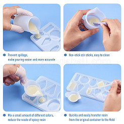 レジンクラフトツールセット  シリコンエポキシ樹脂混合計量カップ、スティック、ブラシを含む  ラテックス指サック  プラスチック移送ピペット  ミックスカラー  63x42x22mm  内径：15~21mm  1 PC&nbsp;DIY-TA0010-34