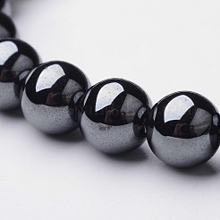合成ヘマタイト ラウンド ビーズ ストレッチ ブレスレット  女性のための  内径：2インチ（5.2cm）  ビーズ：8mm&nbsp;BJEW-F203-10