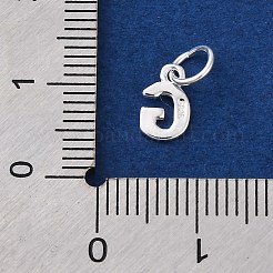 スターリングシルバーの文字チャーム925個  丸カンとスタンプ925個付き  銀色のメッキ  文字g  8x5x0.8mm  穴：4mm&nbsp;LS-STER-C012-01S-G