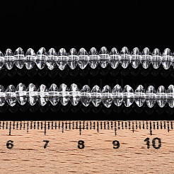 透明ガラスビーズ連売り  ロンデル  透明  6x3mm  穴：1mm  約118~121個/連  14.96~15.31''（38~38.9センチメートル）&nbsp;GLAA-T025-6mm-07B