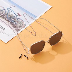 304ステンレススチールアズキチェーンネックレス  エナメルビーズ  眼鏡チェーン  ステンレス鋼色  ピンク  27.95インチ（71cm）&nbsp;AJEW-EH00377-01