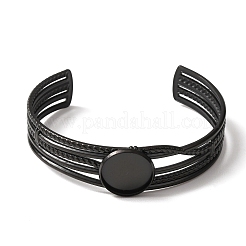 304 Stainless Steel Multi-strand Cuff Bracelet Blanks with Flat Round Bezel Settings&nbsp;SA-CBA4160-01A-EB