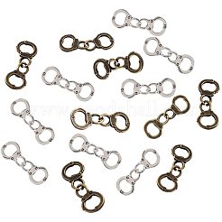 チベット風合金コネクター  手錠  アンティークブロンズ＆アンティークシルバー  30.5x11.5x1.5mm  穴：5x7mm  50個/箱&nbsp;TIBEP-PH0005-09