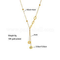 304 Stainless Steel Pave Clear Cubic Zirconia Ring Tassel Y Necklaces&nbsp;FS-WG0B055-01