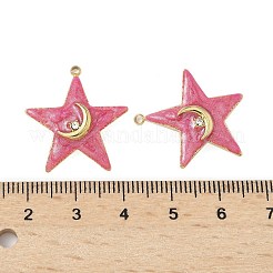 304ステンレスペンダント  月と星  エナメルとラインストーン付き  18KGP本金メッキ  23x21.5x5mm  穴：1.6mm&nbsp;STAS-C134-04G