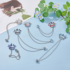 6Pcs 6 Colors Rhinestone Crown Hanging Chain Brooches&nbsp;JEWB-HY0001-30
