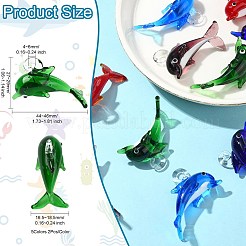 10個 5色 ハンドメイド シルバーホイル ランプワーク ペンダント  イルカのチャーム  ミックスカラー  27~29x44~46x16.5~18.5mm  穴：4~5x4~6mm  2個/カラー&nbsp;LAMP-CJ0002-53