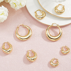 4 Pairs 4 Styles Rack Plating Brass Chunky Hoop Earrings for Women&nbsp;EJEW-BBC0001-94