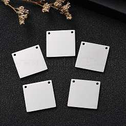 変色しにくい201ステンレススチールペンダント  鏡面研磨仕上げ  正方形  ステンレス鋼色  16x16x1mm  穴：1mm&nbsp;STAS-S105-T614-1-16