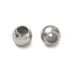 304ステンレススチールビーズ  ラウンド  ゴム栓付き  ニッケルフリー  ステンレス鋼色  4mm  穴：2mmと1mm&nbsp;STAS-C148-07B-P