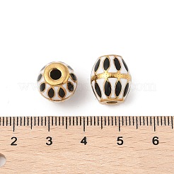 304ステンレススチールエナメルビーズ  バレル  18KGP本金メッキ  PVD真空メッキ  ブラック  13x11.5mm  穴：3mm&nbsp;STAS-P380-81G-02