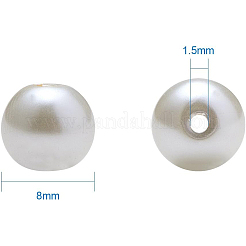環境に優しい染めガラスパールラウンドビーズ  ベージュ  8mm  穴：1.2~1.5mm  約200個/箱&nbsp;HY-BC0001-8mm-RB011