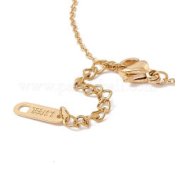 アクリルパール付きスクエアキュービックジルコニアチャームブレスレット  金メッキ304ステンレススチール製ジュエリー（女性用、イオンプレーティング（IP））  透明  6-3/4インチ（17cm）&nbsp;BJEW-F396-20G-01