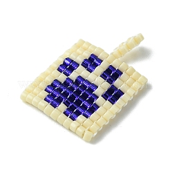 手作りミユキシードビーズ  織機模様  足跡ペンダント付き長方形  ミックスカラー  22x16x2mm  穴：3mm&nbsp;PALLOY-MZ00305