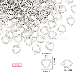 304ステンレススチール製オープンチャーム200個  ハートリング  ステンレス鋼色  12.5x10x0.8mm  穴：1.1mm  200pc&nbsp;STAS-DC0005-92