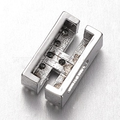 Platinum Plated Brass Micro Pave Cubic Zirconia Letter Slide Charms&nbsp;ZIRC-E015-04H