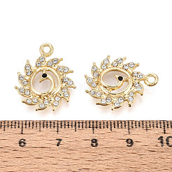 合金ラインストーンペンダント  スワン  鉛フリー＆カドミウムフリー  ライトゴールド  21x17.5x3mm  穴：1.8mm&nbsp;FIND-N008-21KCG