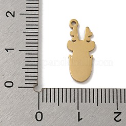 クリスマステーマ 304 ステンレススチールペンダント  エナメル  14KGP本金メッキ  鹿  17x7x1mm  穴：1mm&nbsp;STAS-Z093-08K