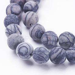 Natural Black Silk Stone/Netstone Beads Strands&nbsp;G-F520-57-8mm