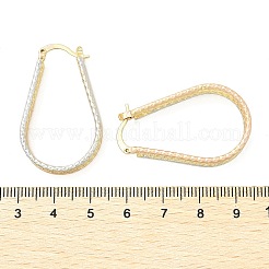 真鍮ツートンフープピアス  ティアドロップ  18KGP本金メッキ  37x22x6mm  ピン：14x1.5x0.5mm&nbsp;EJEW-B117-02