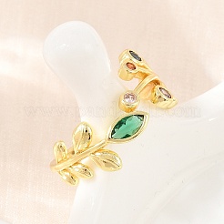 Brass Pave Cubic Zirconia Cuff Open Rings&nbsp;CU-CBACDF6-09G-01