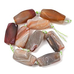 天然石風化瑪瑙ビーズ連売り  染め＆加熱  六角  砂茶色  18~37x14~26x13~20mm  穴：3~4.5mm  約9~11個/連  16.54''~16.73''（42~42.5センチメートル）&nbsp;GG-CBA8E33-B01-01