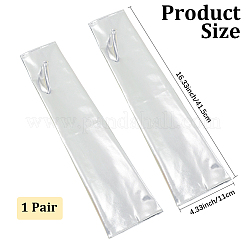 ポリエステル製ロング指なし手袋  女性用コスチュームコスプレ用メタリックグローブ  銀  415x110x1.5mm&nbsp;AJEW-WH20018-117A