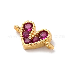 Brass Micro Pave Cubic Zirconia Heart Connector Charms&nbsp;KK-F894-03G-03