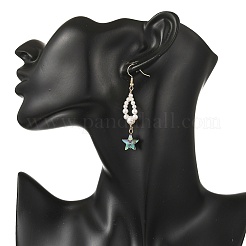 Shell Pearl & Abalone Shell/Paua Shell Beads Dangle Earrings&nbsp;EJEW-JE07314