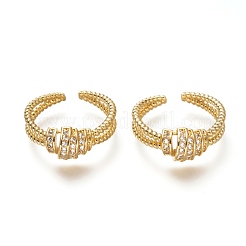Brass Micro Pave Clear Cubic Zirconia Cuff Rings&nbsp;RJEW-P018-10G