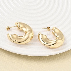 女性のための真鍮のスタッドピアス  ハーフフープピアス  ゴールドカラー  29x28x10mm&nbsp;KK-CBAD851-18G