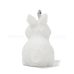Animal Theme Flocky Opaque Resin Pendants&nbsp;RESI-H042-01P-04