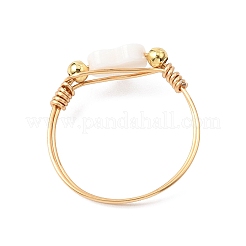 Natural Freshwater Shell with Copper Wire Finger Rings&nbsp;RJEW-JR00956