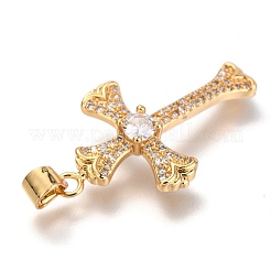 Brass Micro Pave  Clear Cubic Zirconia Pendants&nbsp;ZIRC-O038-02G