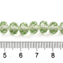 透明焼付塗料ガラスビーズ  多面カット  ロンデル  芝生の緑  8x6mm  穴：1.4mm&nbsp;X1-DGLA-A034-T8mm-D11