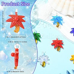 6個6色透明ガラスペンダント  ココヤシの木  ミックスカラー  35~37.5x26.5~37.5x9~10mm  穴：1.4~3.5mm  1pc /カラー&nbsp;GLAA-CJ0002-82