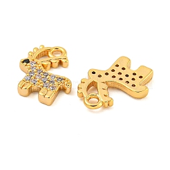 クリスマステーマの真鍮製クリアキュービックジルコニアペンダント  羊  18KGP本金メッキ  11x9x2mm  穴：1.2mm&nbsp;KK-N254-28G