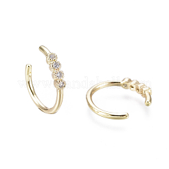 Brass Micro Pave Clear Cubic Zirconia Cuff Earrings&nbsp;EJEW-I249-13G
