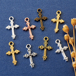 合金ペンダント  カドミウムフリー＆鉛フリー  クロス  ミックスカラー  21x11x2mm  穴：2mm  6色  20個/カラー  120個/箱&nbsp;PALLOY-PJ0001-07-RS