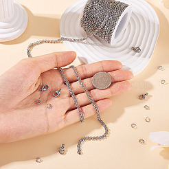 DIY 304 ステンレス ケーブル チェーン ブレスレット/ネックレス作成キット  ステンレス鋼色  3x2x0.5mm&nbsp;DIY-TA0011-27A