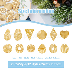 24Pcs 12 Style Textured 201 Stainless Steel Pendants&nbsp;STAS-FH0001-98