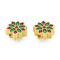 合金エナメルビーズ  マットなスタイル  花  マットゴールドカラー  11x11.5x4mm  穴：1.8mm&nbsp;LS-FIND-G035-52MG