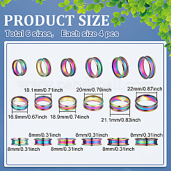24Pcs 6 Styles 201 Stainless Steel Grooved Finger Ring Settings&nbsp;STAS-ME0003-12MC