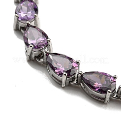 Rack Plating Brass Pave Cubic Zirconia Teardrop Links Bracelets for Women&nbsp;BJEW-H604-01P-07